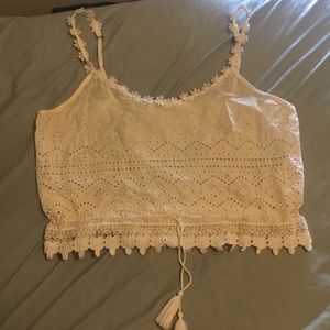 Cute white lace crop top!